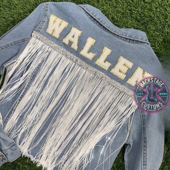 NEW Wallen Denim Jacket Fringe - Picture 3 of 5